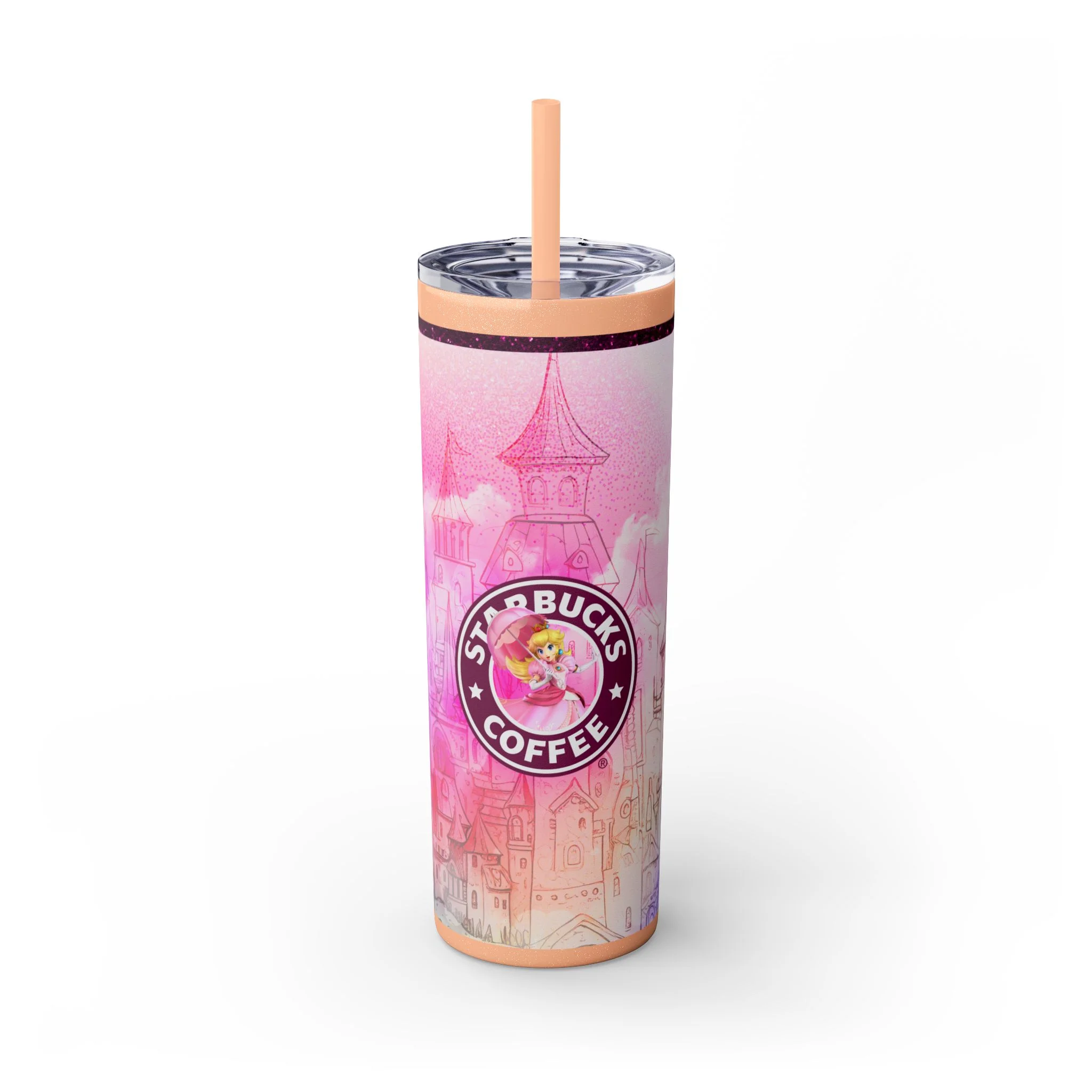 Peach Starbucks Skinny Tumbler with Straw 20oz