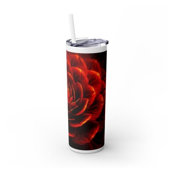 Rose 3D Fractal Design Skinny Tumbler with Straw 20oz - Image 3