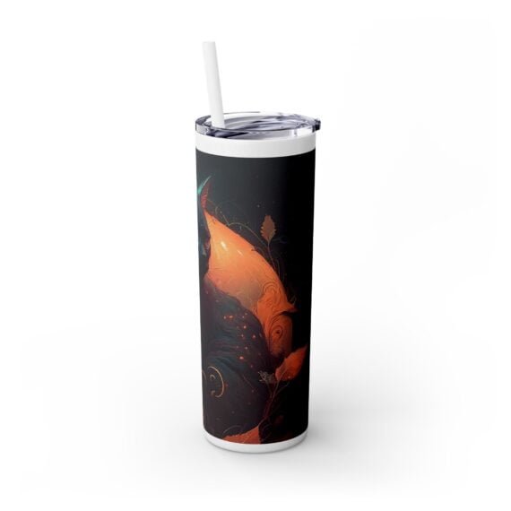 Black Cat Halloween in the Night Skinny Tumbler with Straw 20oz - Image 3