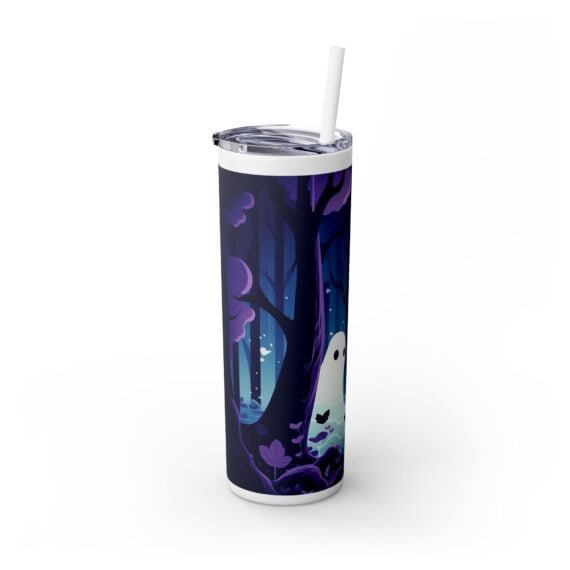 Ghost Family in the Night Woods Skinny Tumbler with Straw 20oz - Image 4