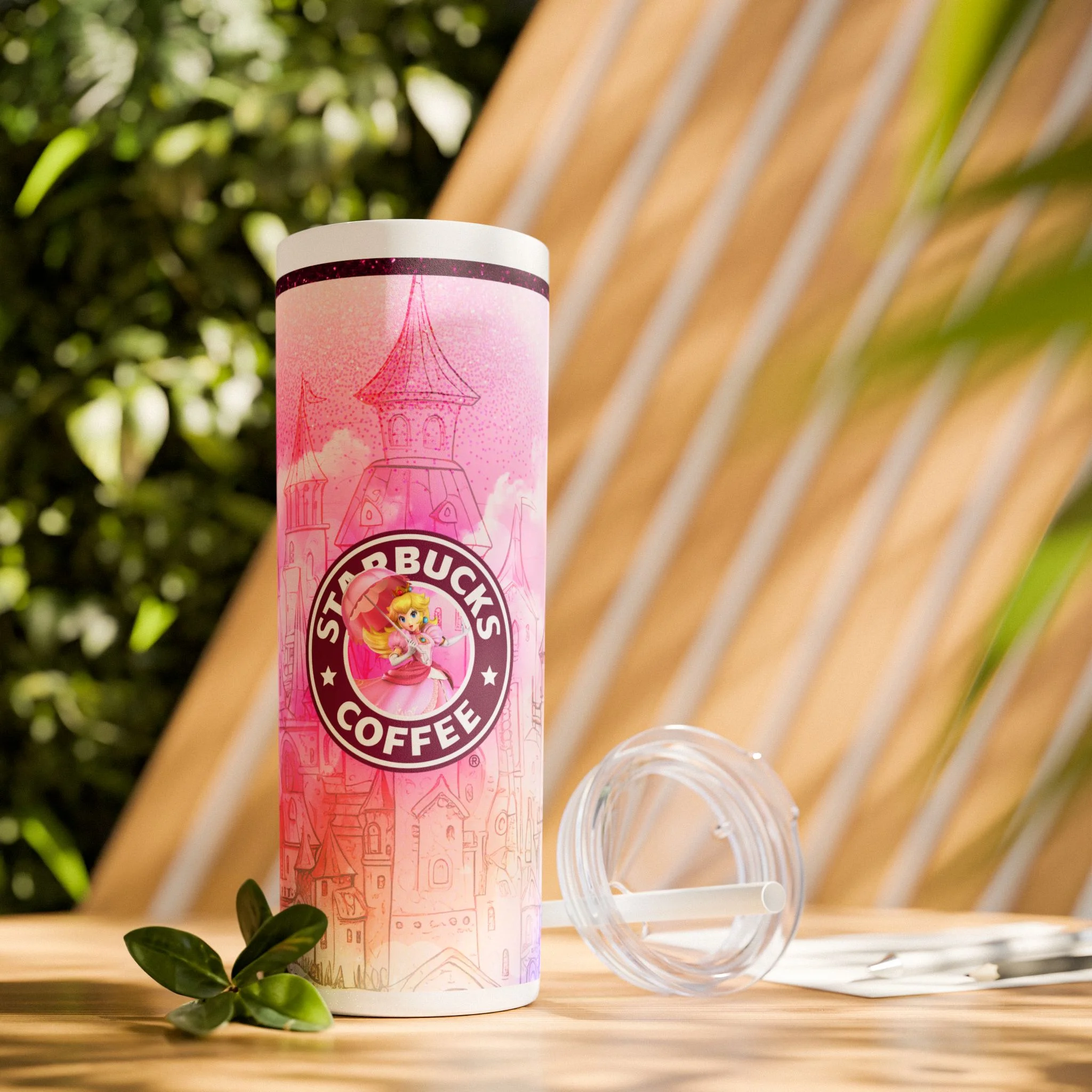 Peach Starbucks Skinny Tumbler with Straw 20oz - Image 9