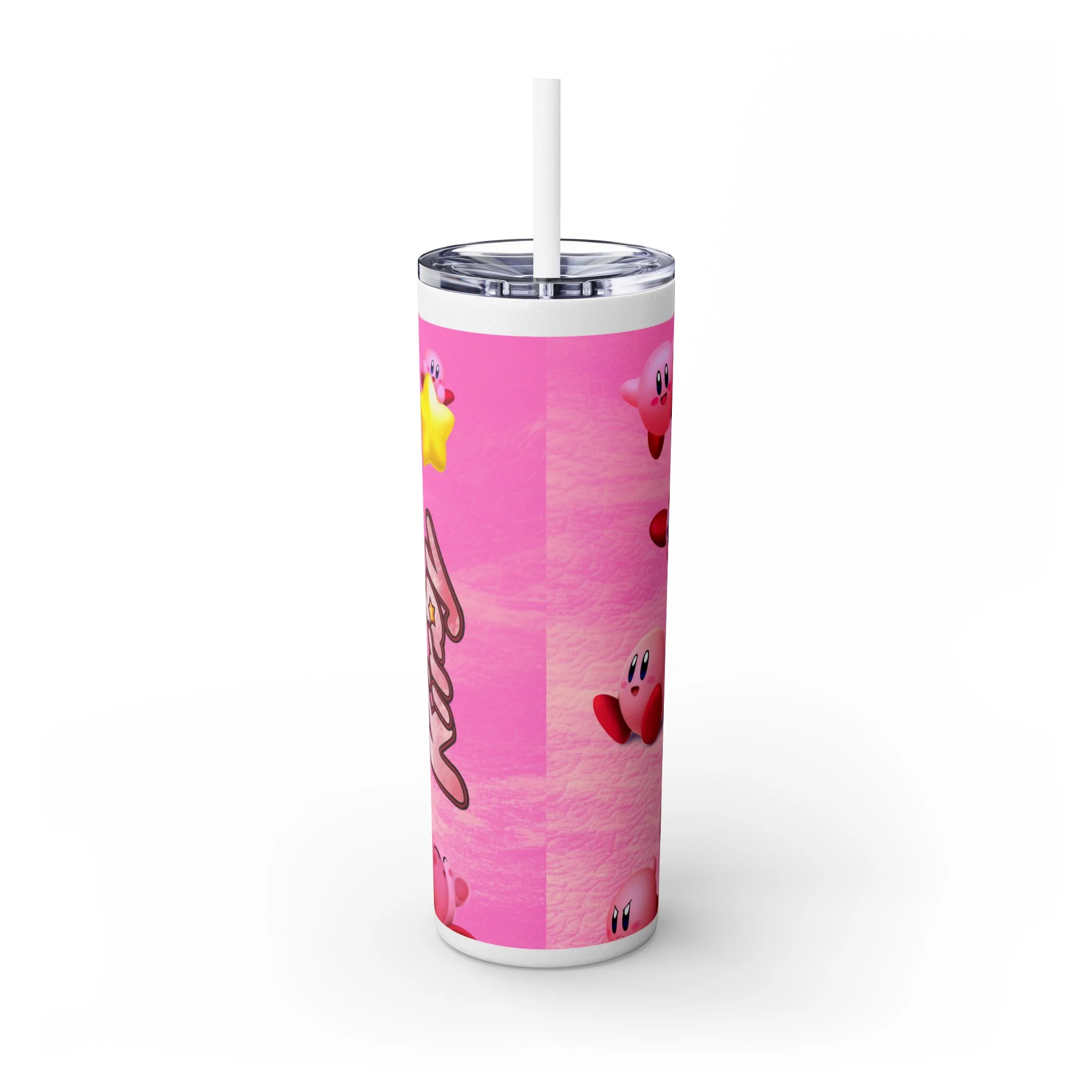 Gaming Kirby Team Battle Skinny Tumbler with Straw 20oz - Image 3