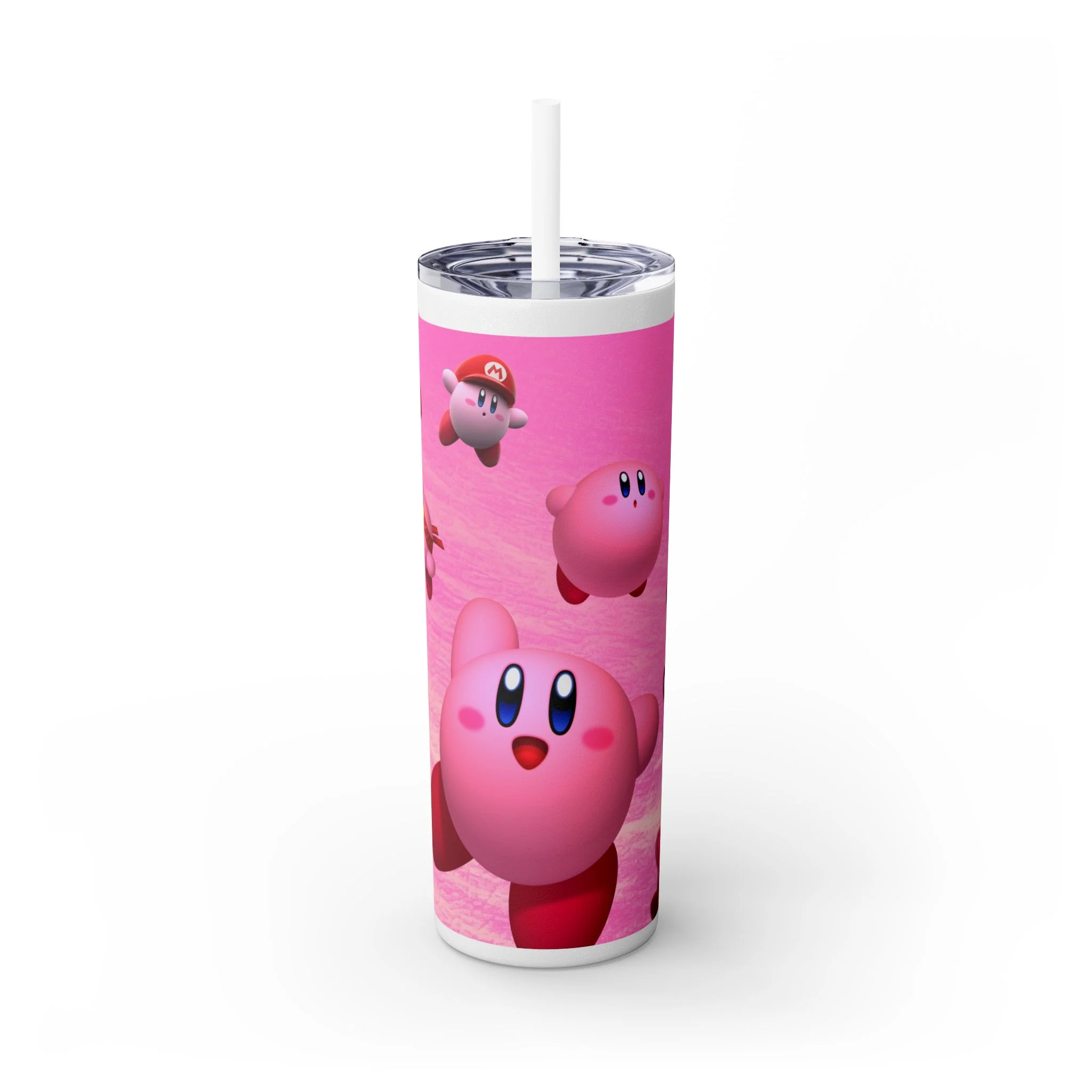 Gaming Kirby Team Battle Skinny Tumbler with Straw 20oz