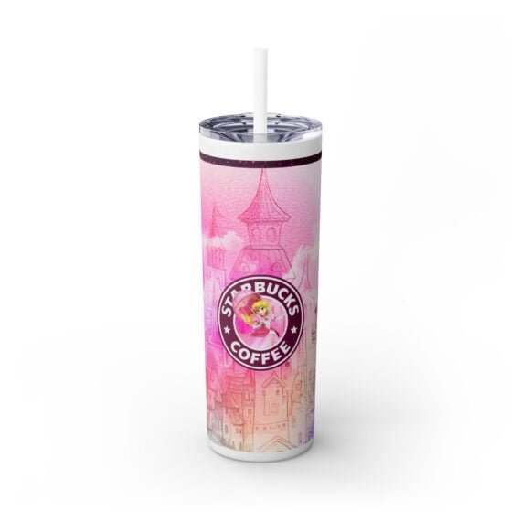 Peach Starbucks Skinny Tumbler with Straw 20oz - Image 2