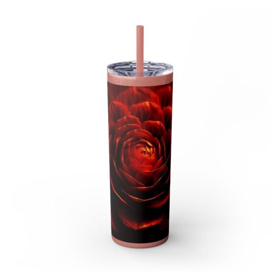 Rose 3D Fractal Design Skinny Tumbler with Straw 20oz - Image 10