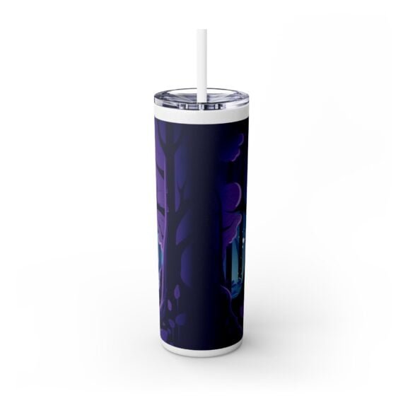 Ghost Family in the Night Woods Skinny Tumbler with Straw 20oz - Image 5