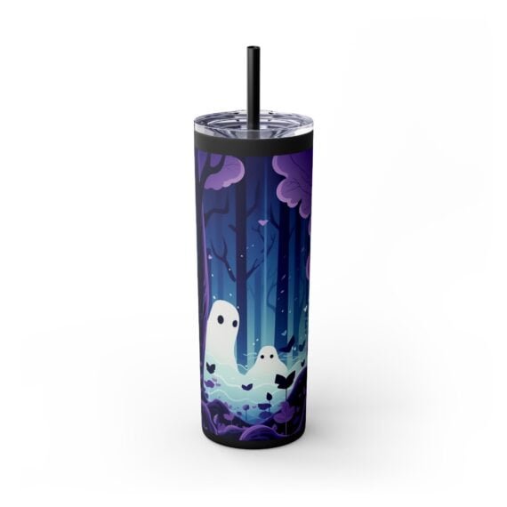 Ghost Family in the Night Woods Skinny Tumbler with Straw 20oz - Image 8