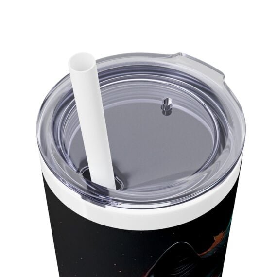 Black Cat Halloween in the Night Skinny Tumbler with Straw 20oz - Image 5