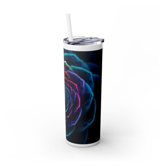 Flower Rainbow 3D Fractal Design Skinny Tumbler with Straw 20oz - Image 3